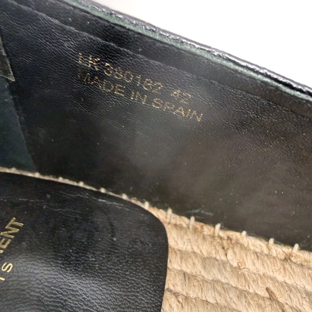Saint Laurent Espadrilles Black Croc Embossed Leather Flat Slip On Sz 42 / 12